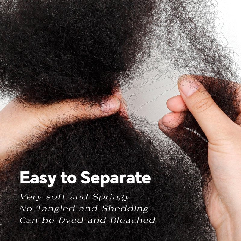 Afro Kinkys Bulk Human Hair, 18 Inch 50 Gram Soft 4C Afro Kinky-Curly Human Hair Bulk for Twist Dreadlocks Extensions Repair Locs Natural Black 1 Pack (1B, 18inch)