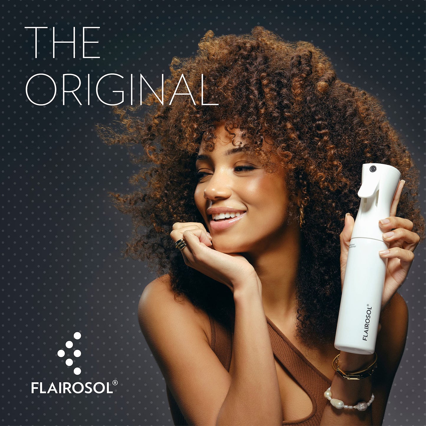 FLAIROSOL - The Original, Continuous Ultra Fine Mist Spray Bottle, White & Black Bottle for Hairstyling