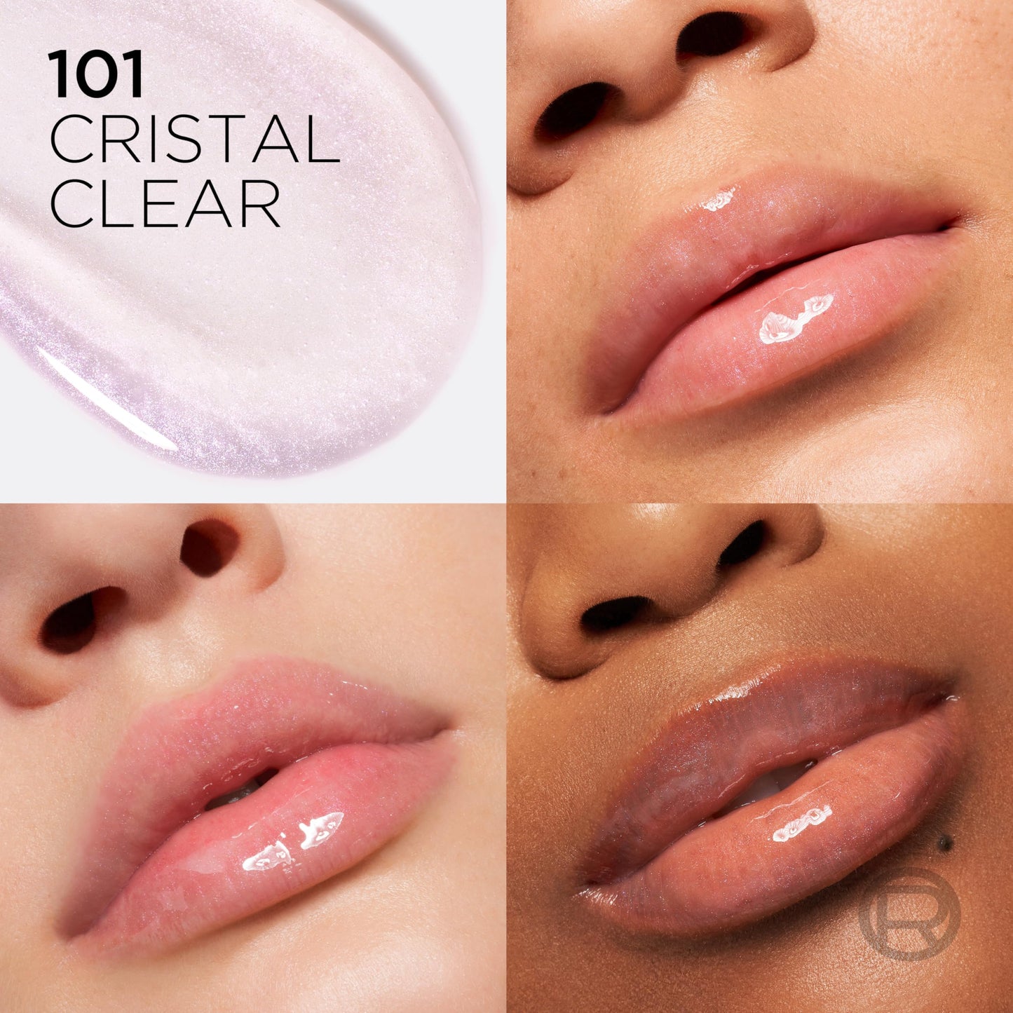 L'Oreal Paris Plump Ambition Hyaluron Lip Oil, 24 HR Lip Gloss with Hyaluronic Acid, Volumizing Formula with Glass-Like Shine, Cristal Clear 101, 0.16 Fl Oz