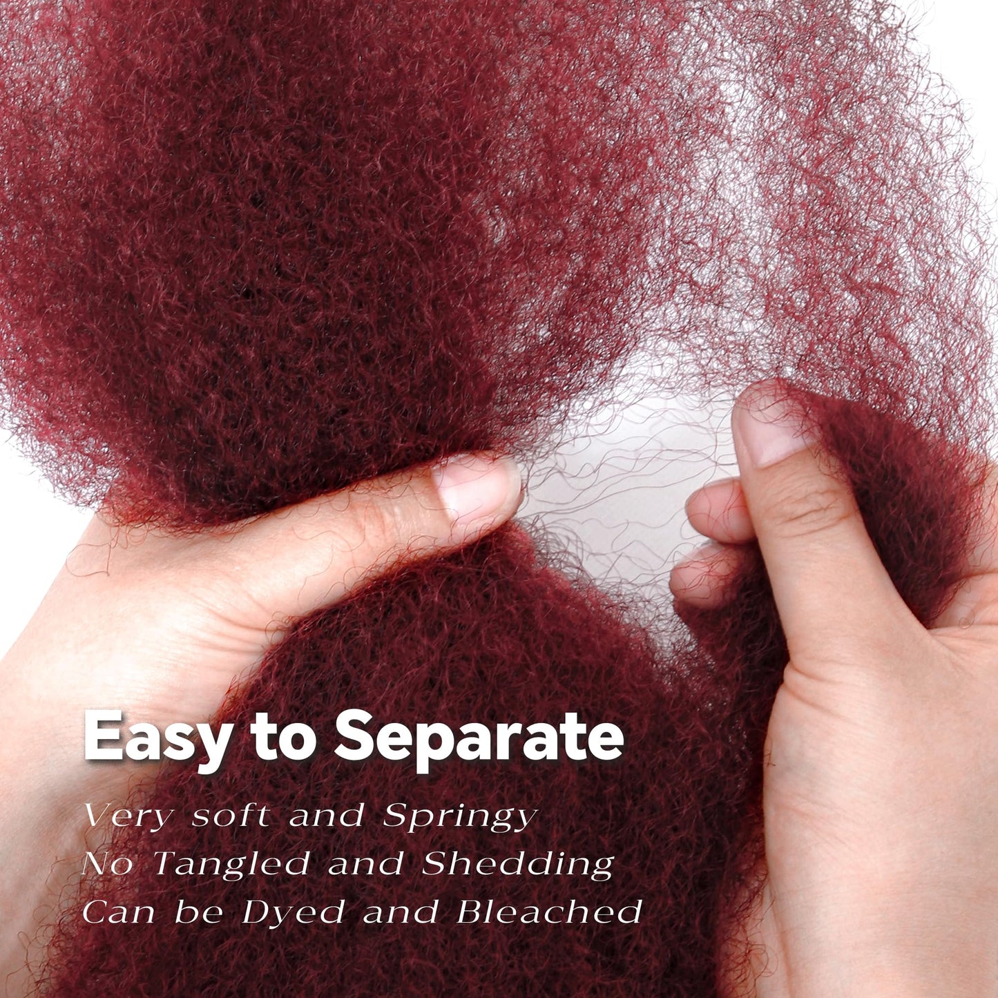 Afro Kinkys Bulk Human Hair, 12 Inch 50G/Pack Soft 4C Afro Kinky-Curly Human Hair Bulk for Twist Dreadlocks Extensions Repair Locs 99J Burgundy1 Pack (99J, 12 Inch)