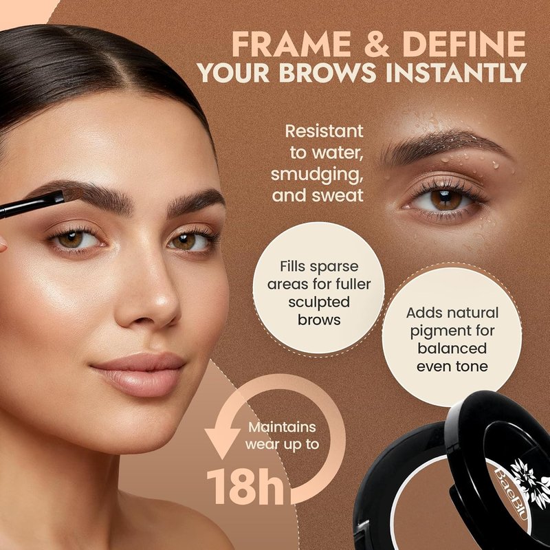 Organic Eyebrow Powder - Vegan Brow Tint for Shaping & Defining | Smudge-Proof, Long-Lasting - Deep Brown
