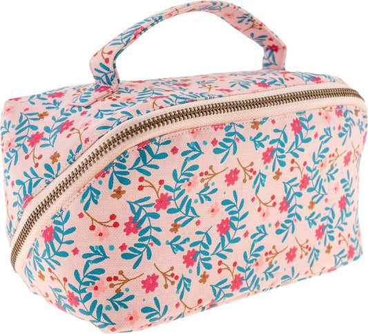 Karma Cosmetic Bag - Blush Floral Design | Stylish and Functional Makeup Organizer