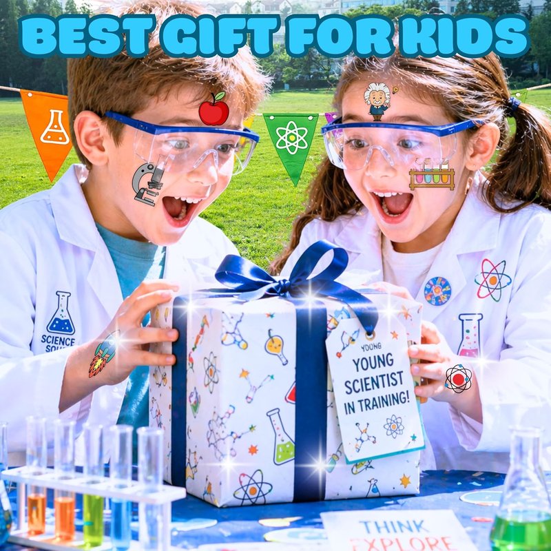 Science Temporary Tattoos - STEM Party Favors & Decorations | 96PCS Cute Chemistry Stickers for Kids & Teens