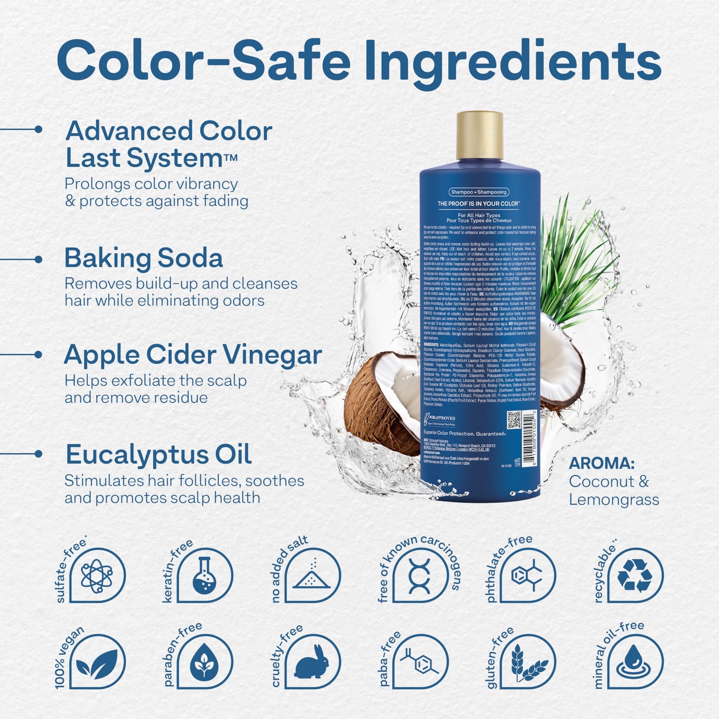Colorproof Clear It Up Clarifying Shampoo 32 Fl. Oz. Shampoo for Color Treated Hair, Coconut & Lemongrass Scent