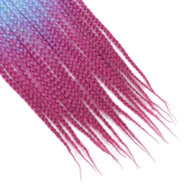 Crochet Box Braids - 24 Inch Prelooped Rainbow Ombre Goddess Hair | 8 Packs Synthetic Braiding Extensions for Black Women