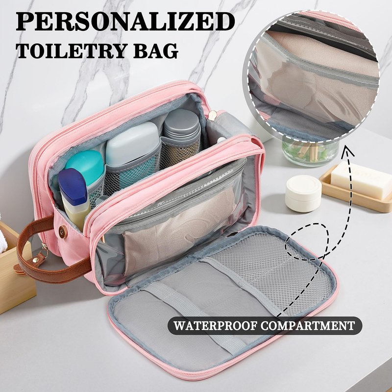 YOOLIFE Personalized Gifts for Men Women - Initial Black Toiletry Bag Makeup Bag | Travel Toiletry Bags for Women Men, Travel Essentials Water Resistant Makeup Toiletries M Black