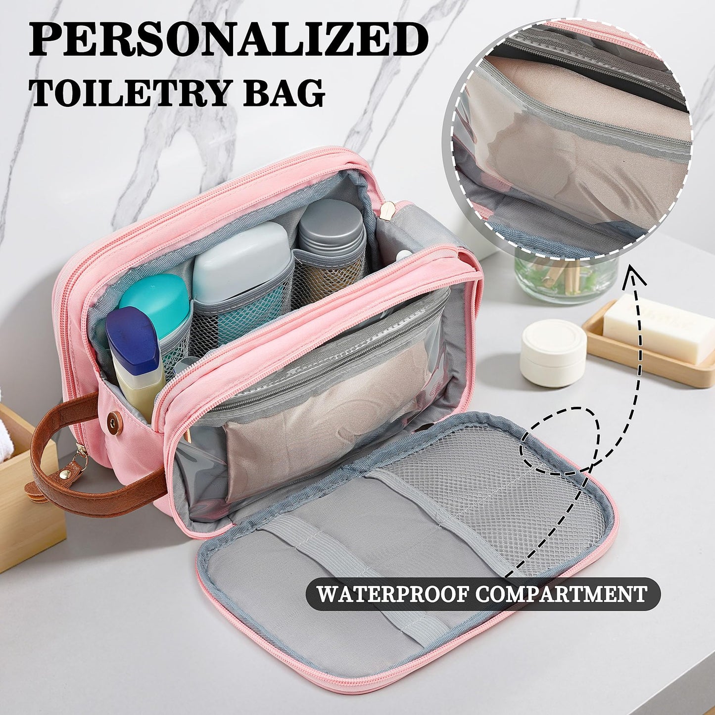 YOOLIFE Personalized Gifts for Men - Initial Black Toiletry Bag Makeup Bag | Dad Gifts for Birthday, Travel Toiletry Bags for Women Men, Travel Essentials Water Resistant M Black