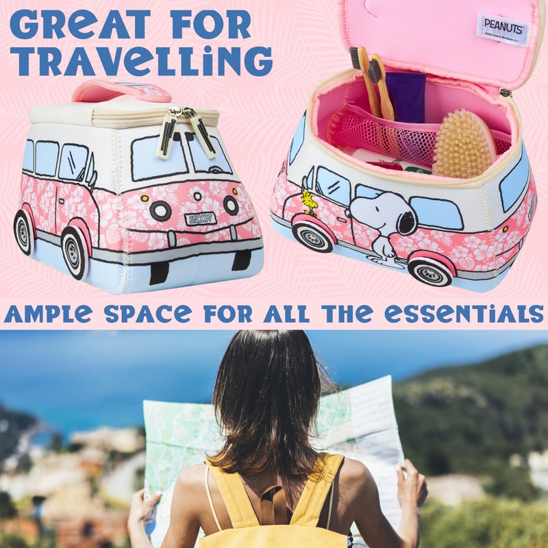 Get Trend Peanuts Snoopy Toiletry Bag, Travel Essentials, Girls Makeup Bag, Cruise Essentials, Travel Accessories, Gifts for Women, Teens (Pink Snoopy)