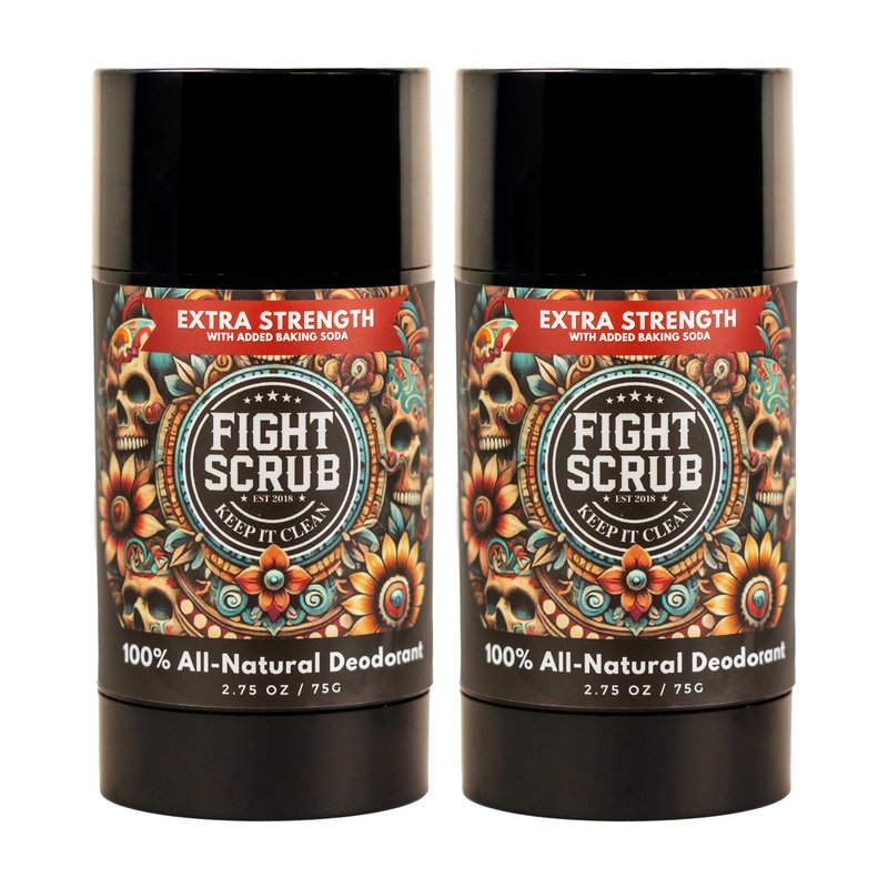 Fight Scrub Extra Strength Deodorant – Aluminum-Free, Baking Soda Formula for Athletes & Active Lifestyles – Long-Lasting Odor Protection – Handmade in the USA (2-Pack) (Mango + Coconut)