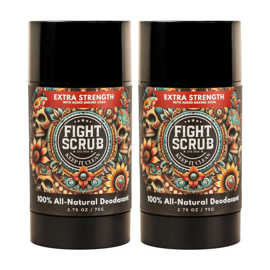 Fight Scrub Extra Strength Deodorant – Aluminum-Free, Baking Soda Formula for Athletes & Active Lifestyles – Long-Lasting Odor Protection – Handmade in the USA (2-Pack) (Unscented)