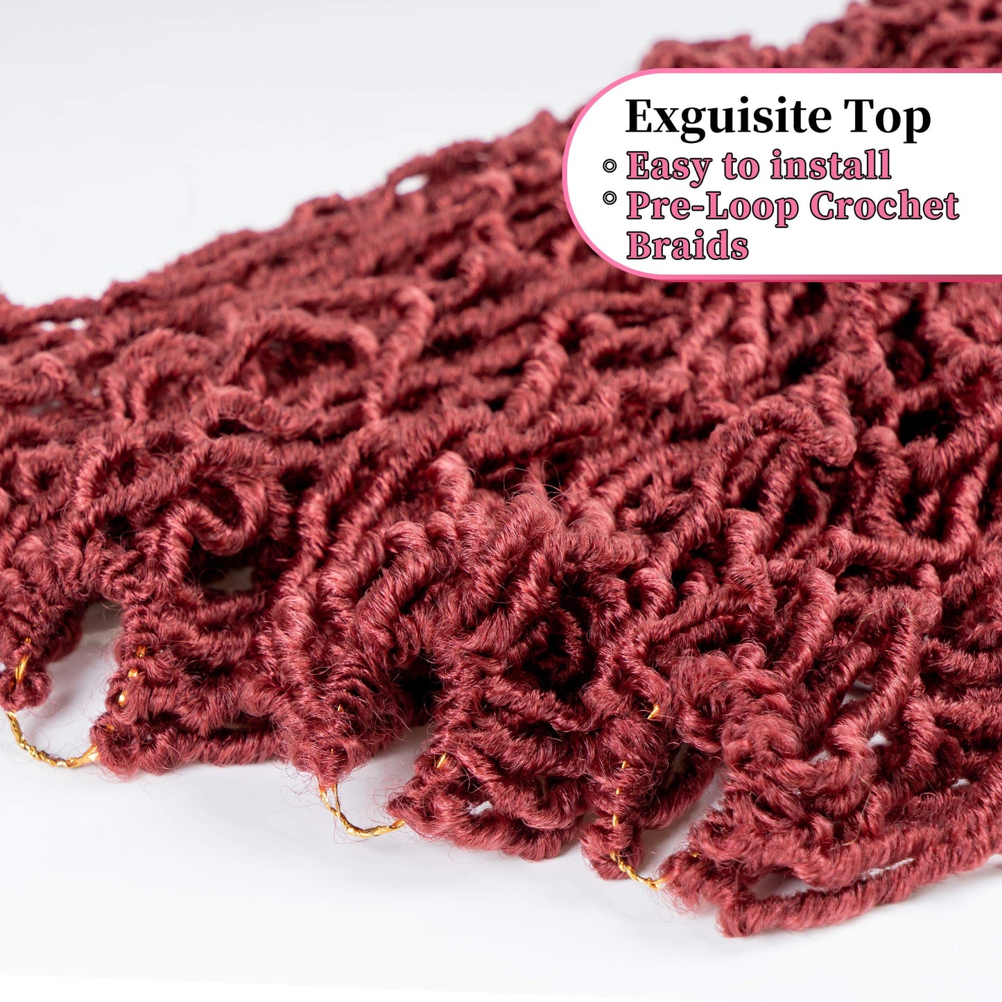 36 Inch Burgundy Soft Faux Locs Crochet Braids Hair Extensions