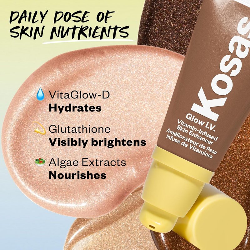 Kosas Glow I.V. Vitamin-Infused Skin Enhancer Makeup - Tinted Highlighter for Radiant Skin | Reflect Shade