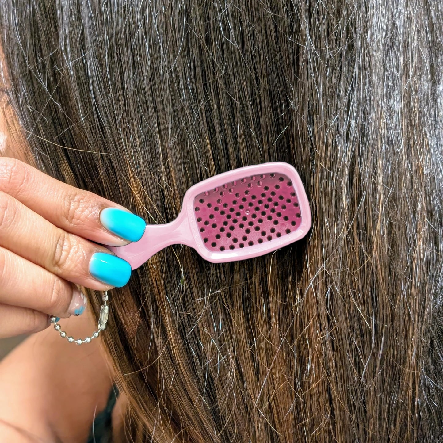 FHI Heat UNbrush Keychain Super Mini Hair Brush — Collectible Miniature Charm for Bags and Keys — Accessory for Beauty Lovers - (Peony)