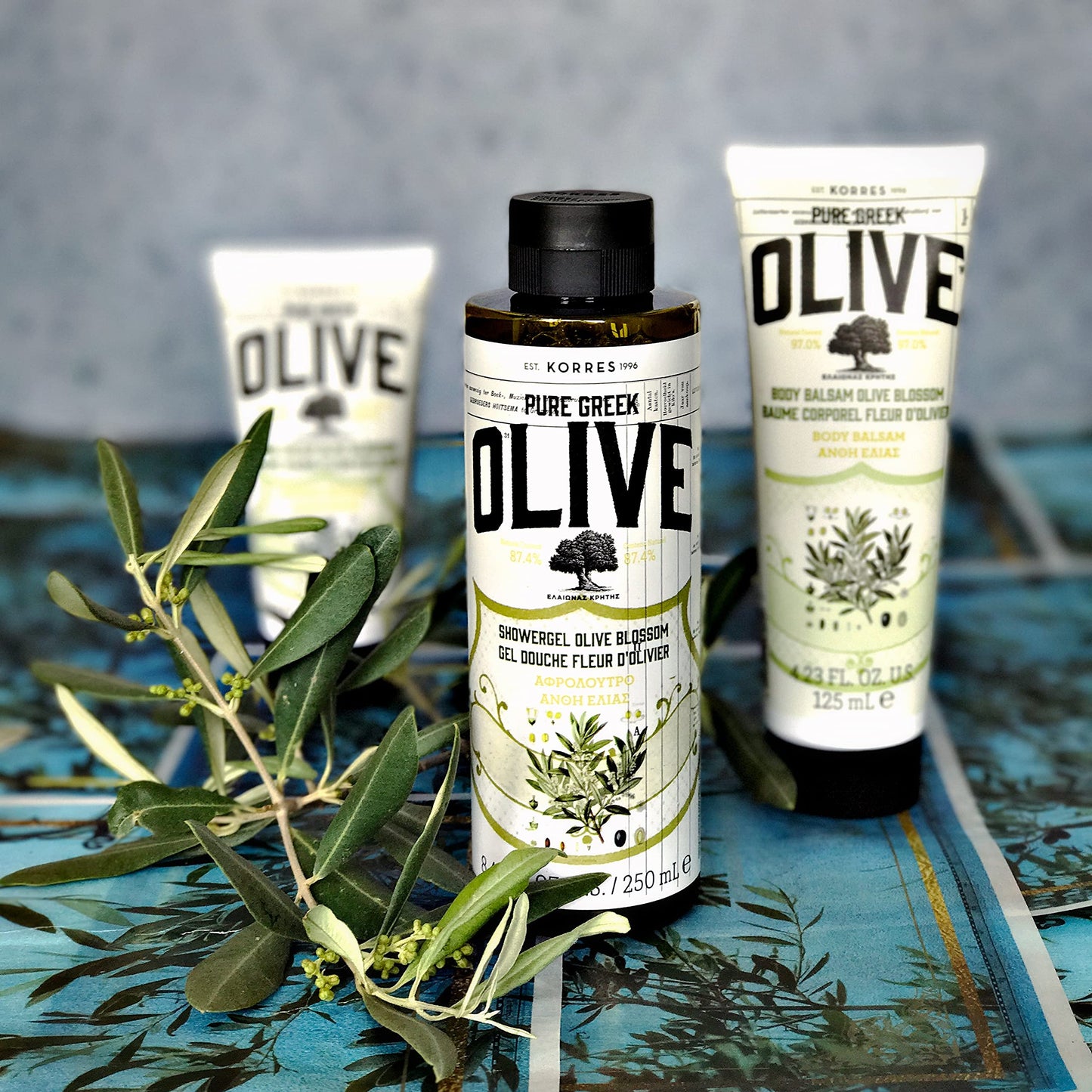 KORRES Greek Olive Blossom Hydrating Body Duo, includes Body Cream 6.76 fl oz and Shower Gel 8.45 fl oz in Olive Blossom scent, 2 Piece Set