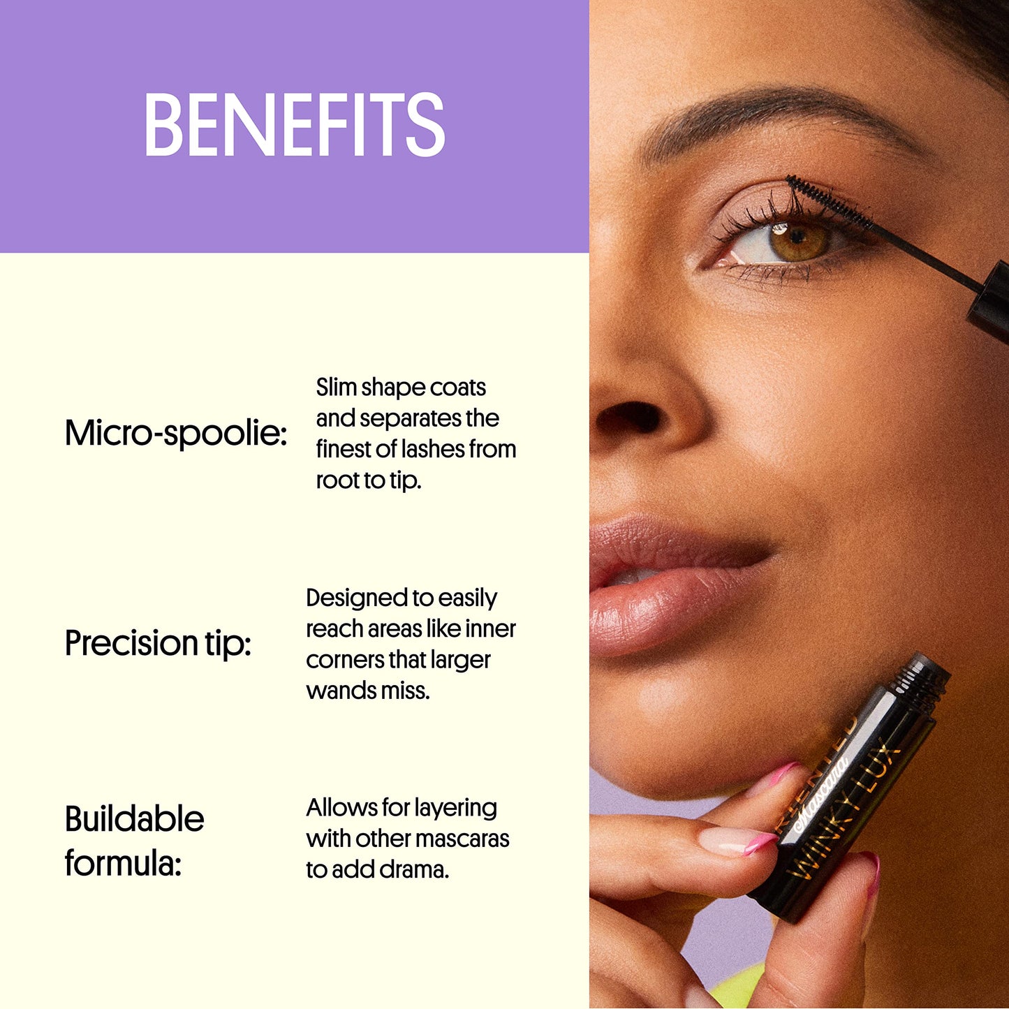 WINKY LUX Detail Oriented Mascara - Type A Black, Precision Spoolie