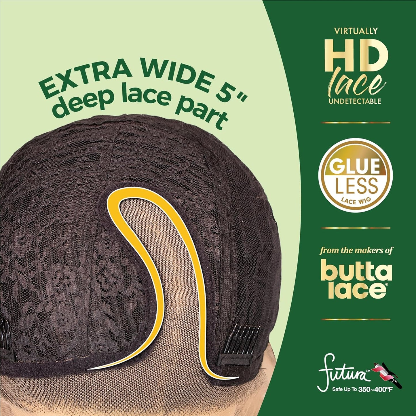 Chicbob Lace Front Wig - Glueless Bob Unit with 5-Inch Deep Part | Synthetic Hair, Pre-Plucked Hairline (1B Off Black)