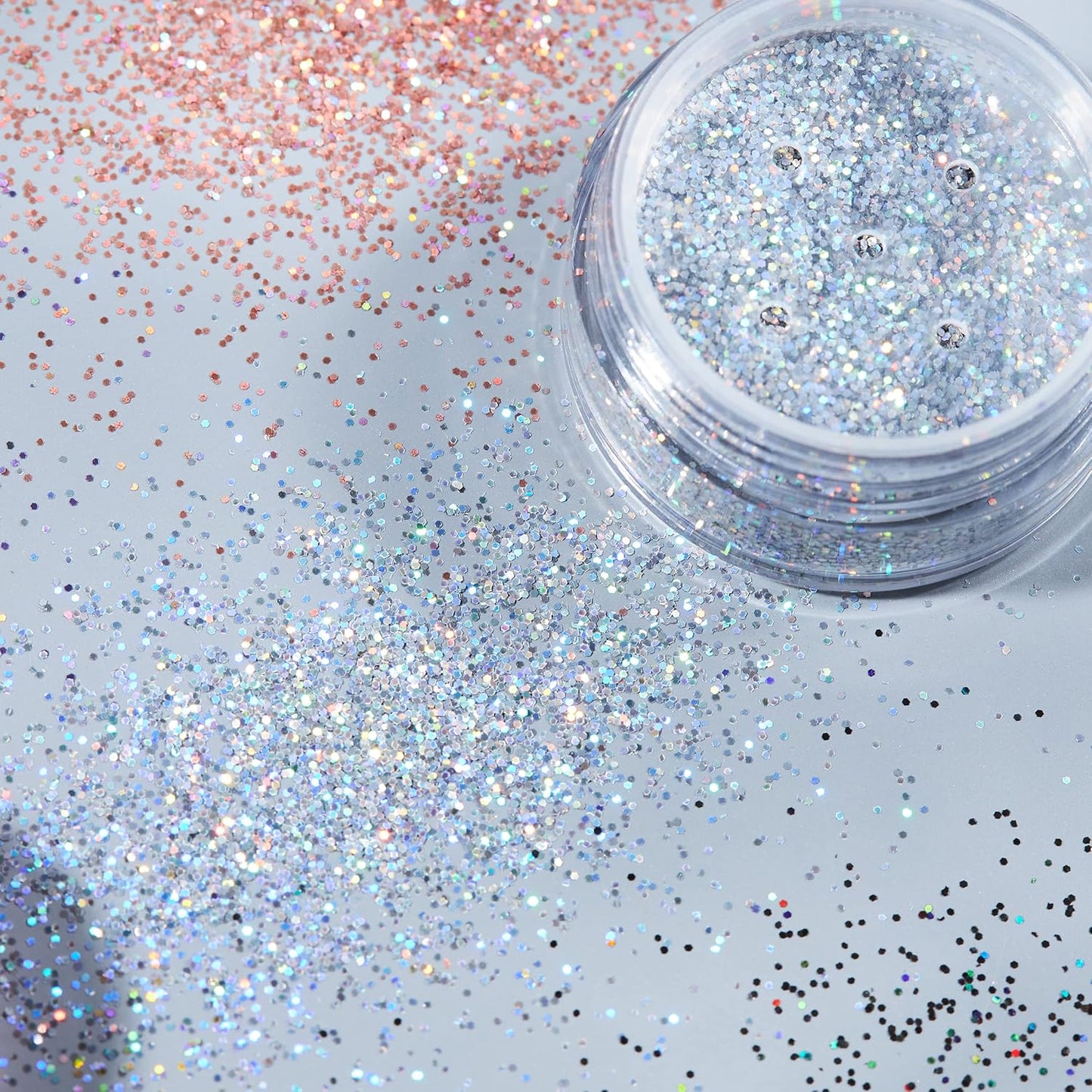 Holographic Glitter Shakers - Cosmetic Glitter for Face, Body, Nails & Hair | Set of 6 Colors - 0.17oz