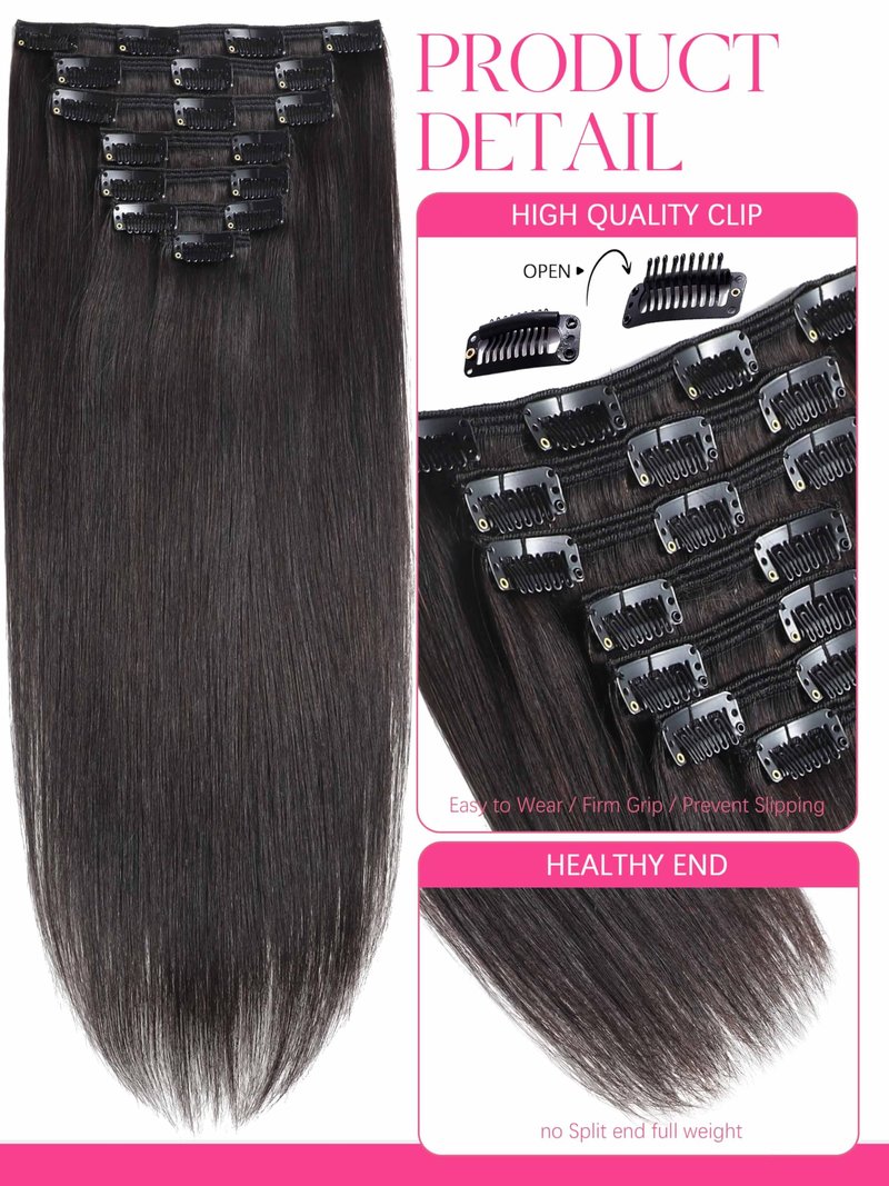 Lacer Clip in Hair Extensions Real Human Hair, Straight Clip ins 1B Natural Black, 14 Inch 120g, Clip in Remy Human Hair Extensions 7pcs Per Set