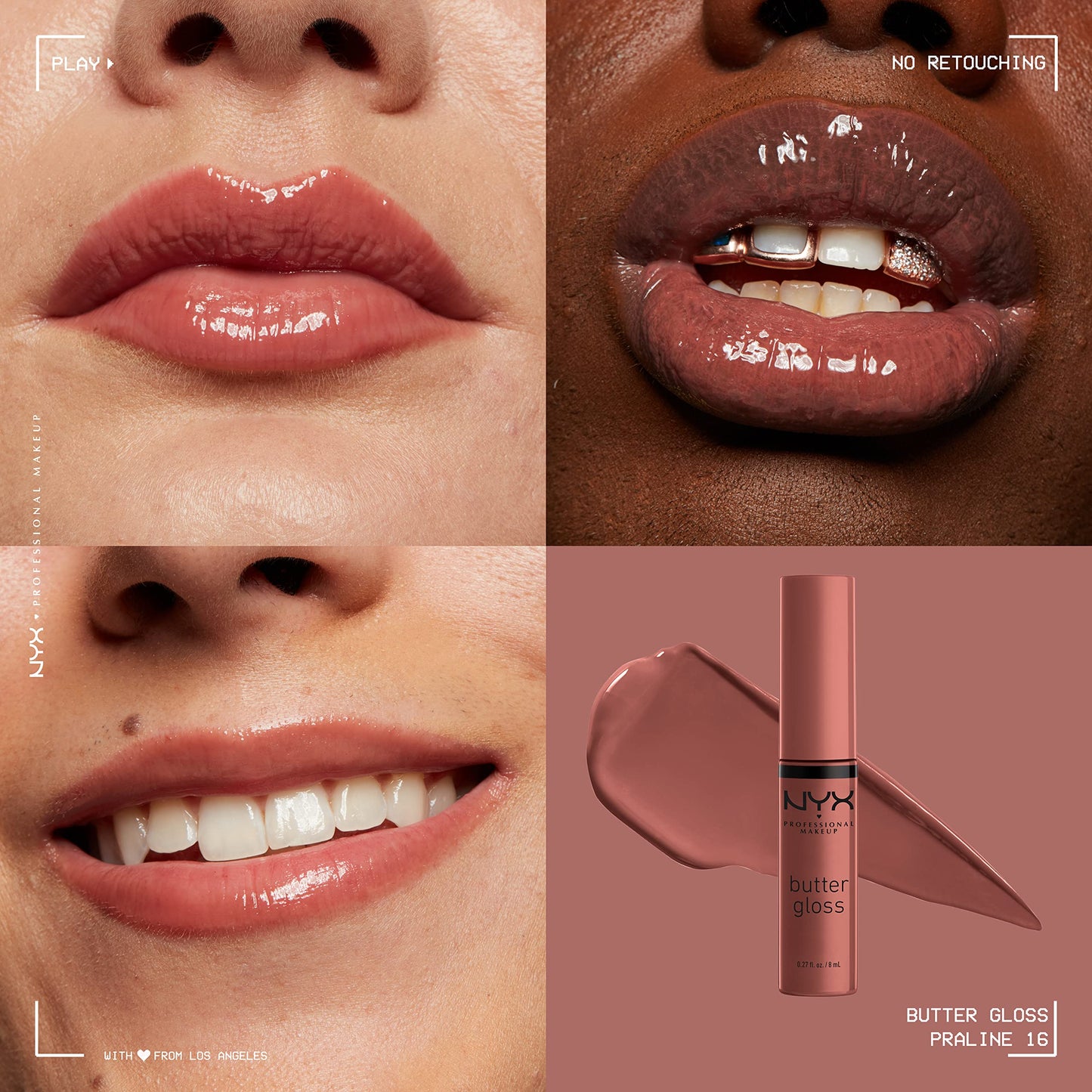 NYX PROFESSIONAL MAKEUP Butter Lip Gloss & Slim Lip Liner Pencil Bundle in Praline & Mahogany, 1 Kit