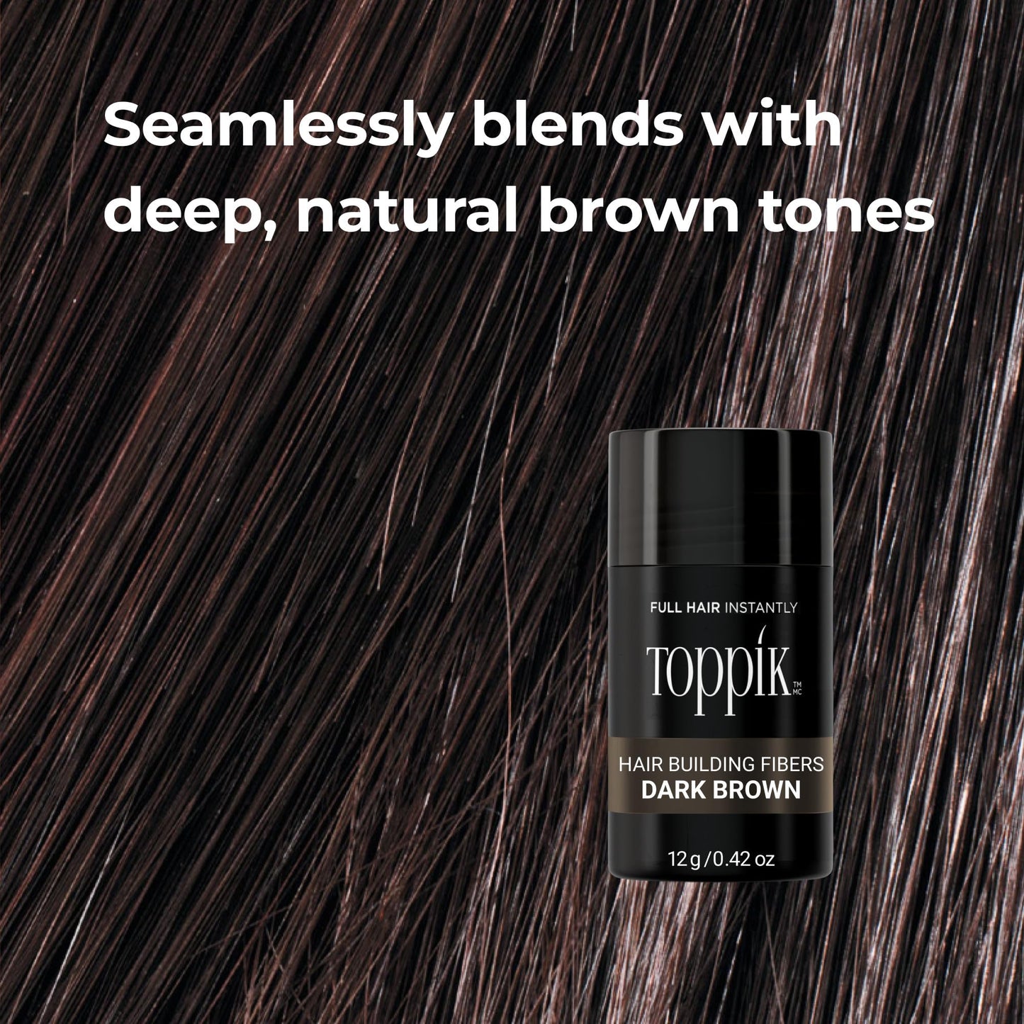 Toppik Hair Building Fibers, Dark Brown, 12g Fill In Fine or Thinning Hair, Instantly Thicker, Fuller Looking, 9 Shades for Men & Women, Keratin Protein Formula