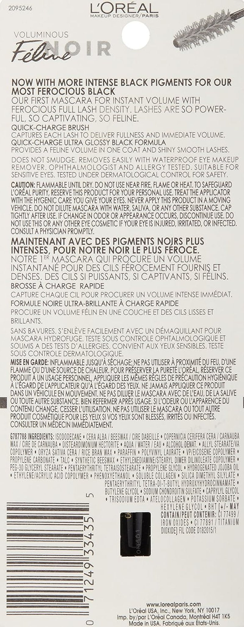 L'Oréal Paris Voluminous Feline Noir Waterproof Mascara - Blackest Noir, 0.27 Fl. Oz.