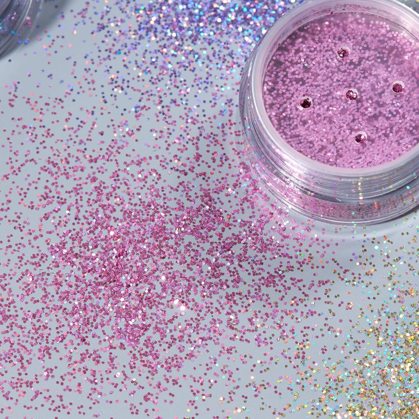 Holographic Glitter Shakers - Cosmetic Glitter for Face, Body, Nails & Hair | Set of 6 Colors - 0.17oz