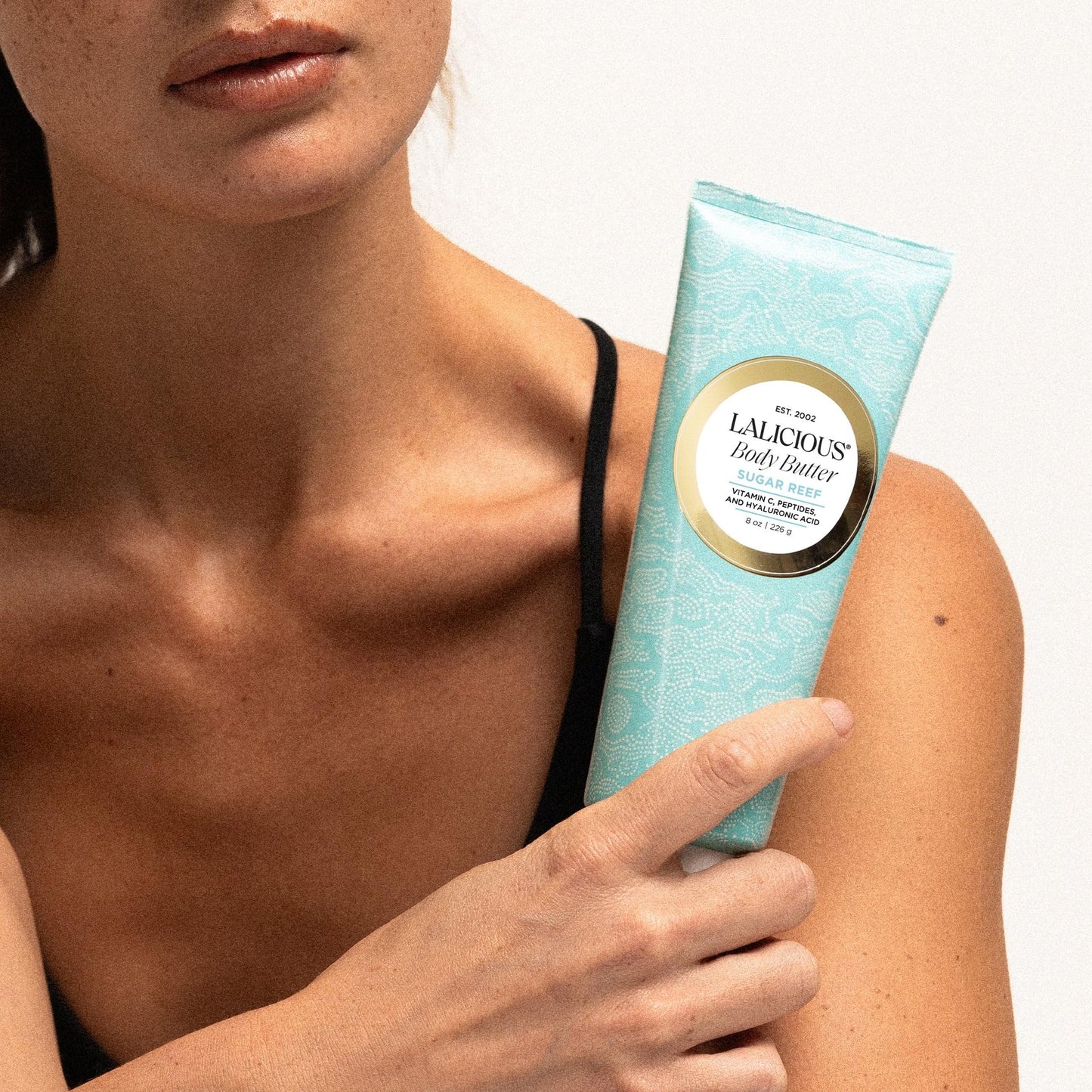 LaLicious Sugar Reef Whipped Body Butter 8oz | Ultra-Hydrating Shea Butter Body Cream with Hyaluronic Acid, Vitamin C & Peptides | Deep Moisturizing Lotion for Dry Skin | Firming & Skin-Softening