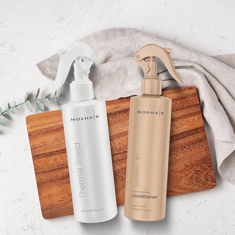 Moehair Heat Protectant Spray & Leave-In Conditioner - Nourishing Hair Care | 8 Fl. Oz & 12 Fl. Oz