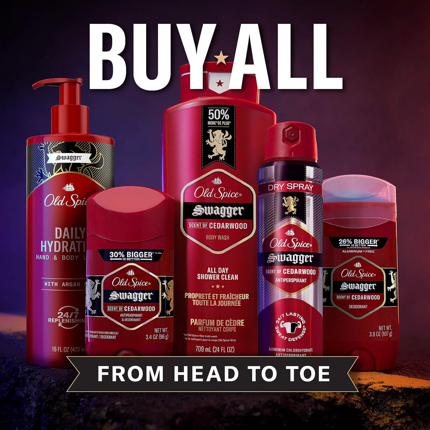Old Spice Hand & Body Lotion for Men, Daily Hydration, 24/7 Hydration, 24/7 Replenishing Rich Moisture for Dry Skin, Lightweight Formula, Swagger with Argan Oil Scent, 16 fl (Pack of 4)