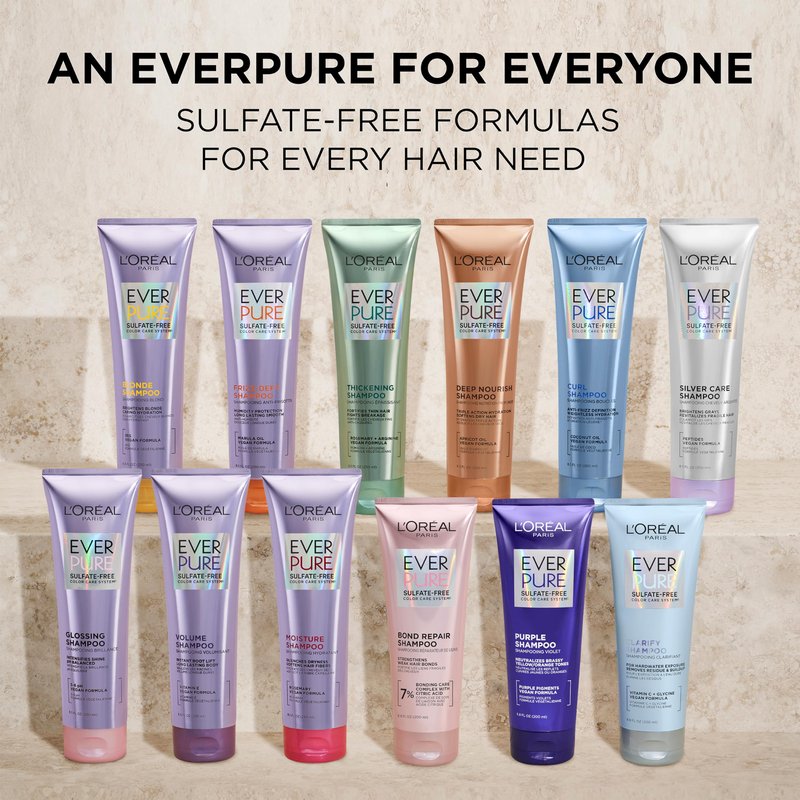 L'Oreal Paris EverPure Silver Care Sulfate Free Shampoo and Conditioner Set, Nourishing Vegan Formula with Peptides for Brightening Gray Hair, 1 Kit