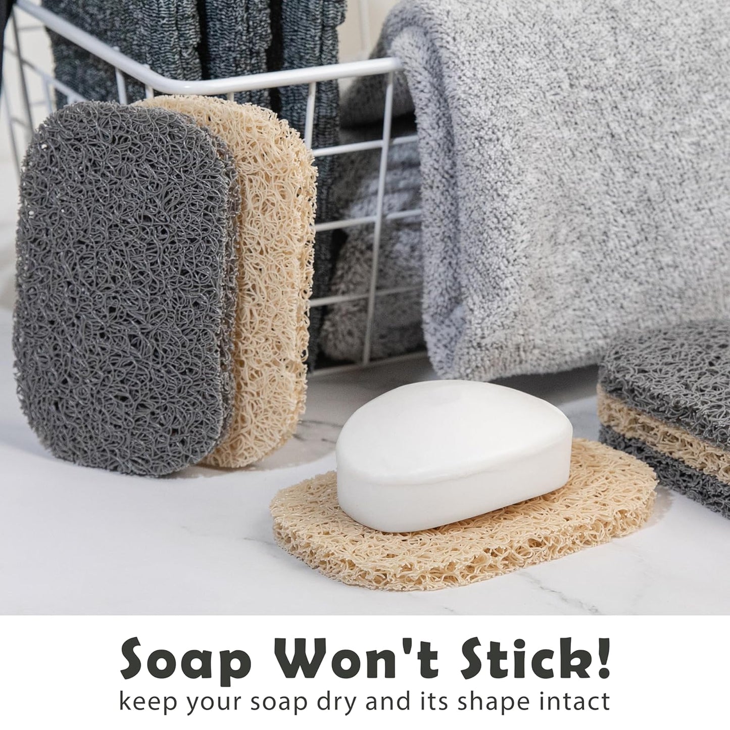 Exfoliating Soap Pocket Pouch - Body Scrubber Sponge for Bath & Shower | Graphite Gray, 6 Pack + 6 Lift Pads