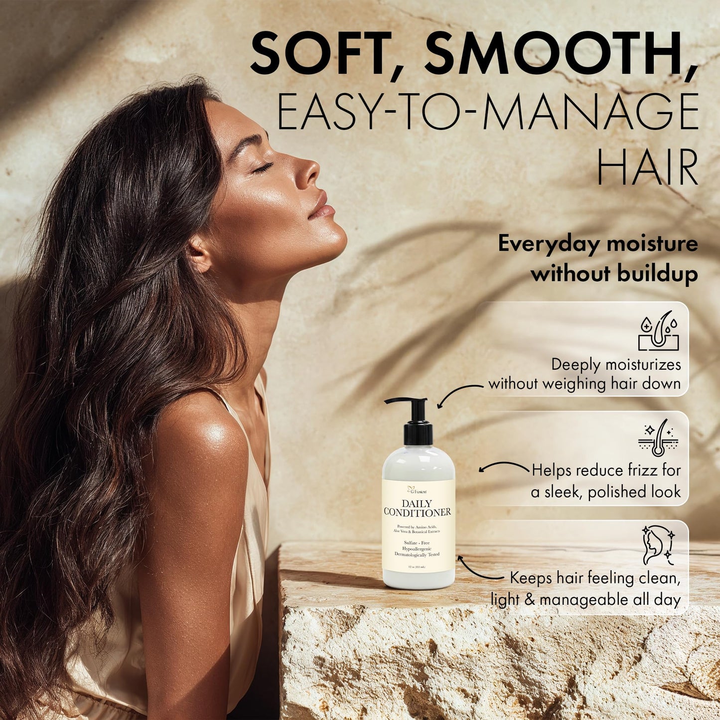 All Natural Daily Conditioner – Sulfate-Free Moisturizing Hair Conditioner with Amino Acids, Aloe Vera & Botanical Extracts – Lightweight Clean Beauty Formula for Smooth, Healthy Hair