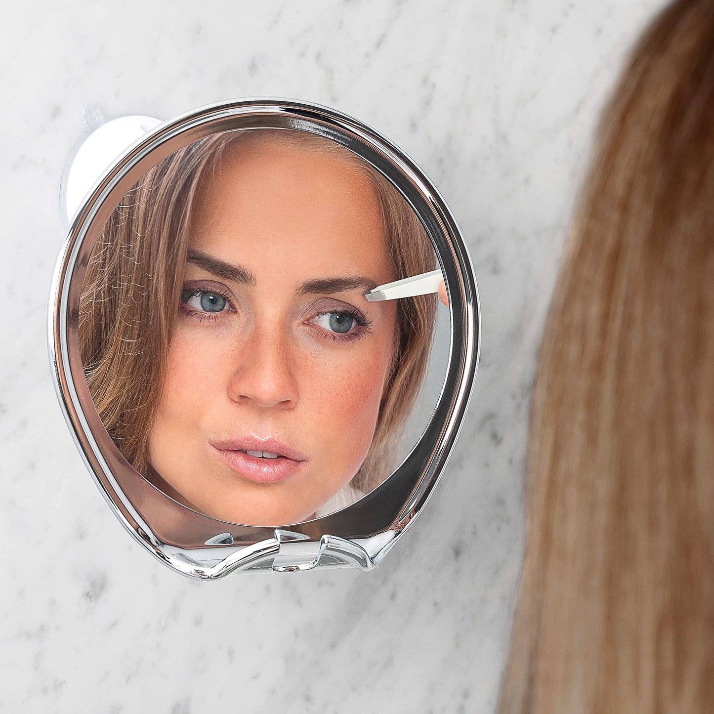 Luxo Shower Mirror, Shaving Mirror with a Razor Holder for Shower and Powerful Suction Cup - Shatterproof Shower Mirror fogless for Shaving, fogless Mirror for Shower and Tweezers