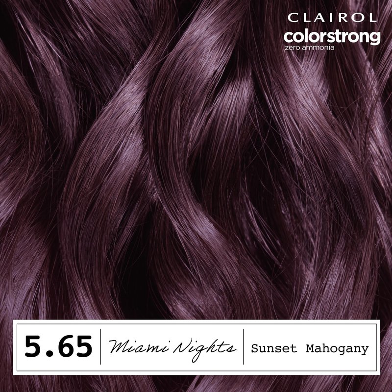 Clairol ColorStrong Permanent Hair Dye, Ammonia‑Free, PPD‑Free, 100% Gray Coverage with Bonding System, 5.65 Sunset Mahogany - Miami Nights Hair Color, Pack of 1