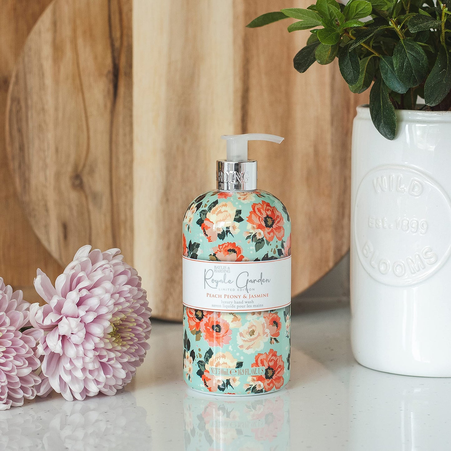 Baylis & Harding Liquid Hand Soap Wash with Dispenser, Royale Garden, Verbena & Chamomile, 16.9oz/500ml (6-Pack)