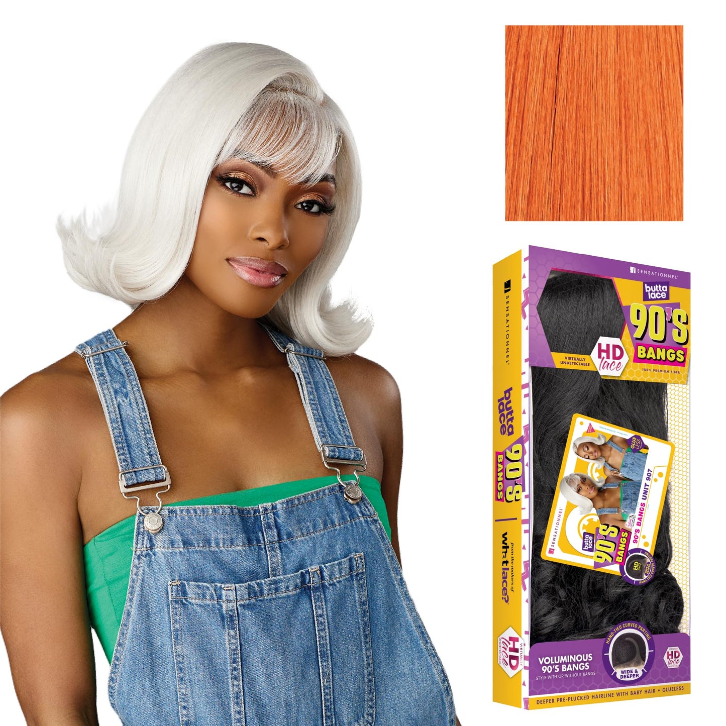 Sensationnel Butta Lace 90s Bangs Wig-Unit 907, 1 JETBLACK