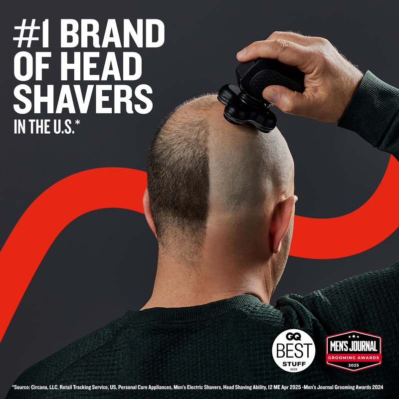 Remington Balder Pro XR7000 Head Shaver for Bald Men, Cordless Electric Razor, 5 Dual Track Rotary Blades, Waterproof Wet/Dry, Lithium Rechargeable, Hair Capture Chamber, Pop-Up Trimmer