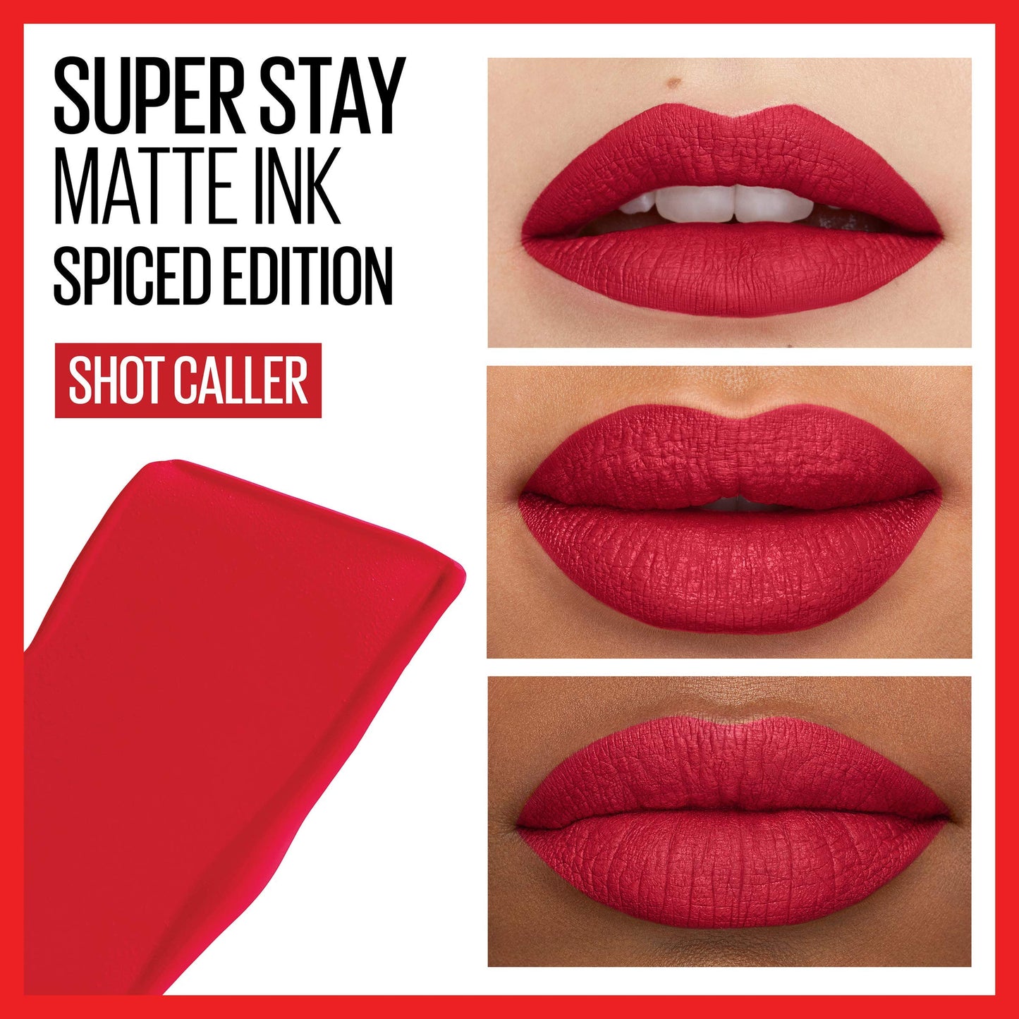 MAYBELLINE Super Stay Matte Ink Liquid Lipstick Makeup Long Lasting High Impact Color Up to 16H Wear Shot Caller Bright Pinky Red & Innovator Cardinal Red