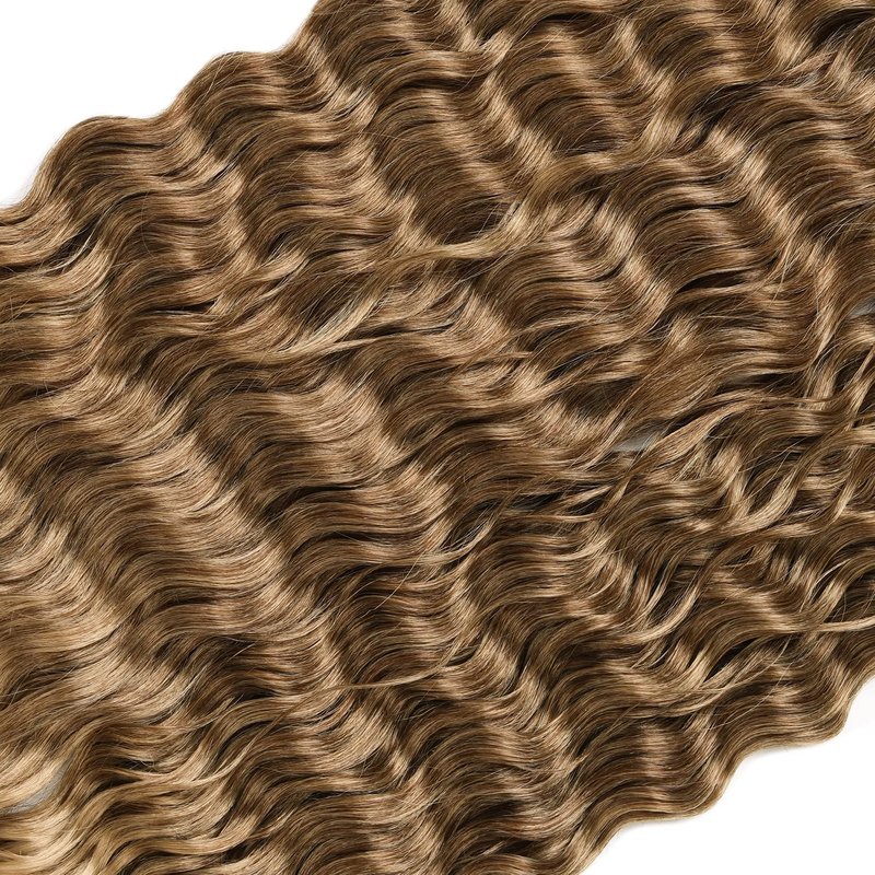 MAYSA Ocean Wave Crochet Hair Extensions 30in Ombre Crochet Hair 6Packs Soft Synthetic Braiding Curly Crochet Hair for Women #T8/24 Brown mix Blonde