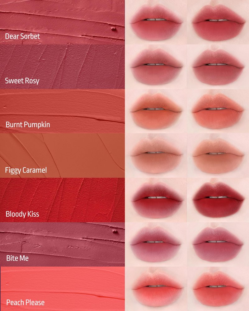H HEVVY HEVVYMAKEUP Blurring Effect Lip Tint - Airy Velvet Matte Lips - Vegan, Longwear, Vibrant, Buildable Creamy Soft Texture - Korean Lip Makeup, Bloody Kiss, 0.13 fl.oz.