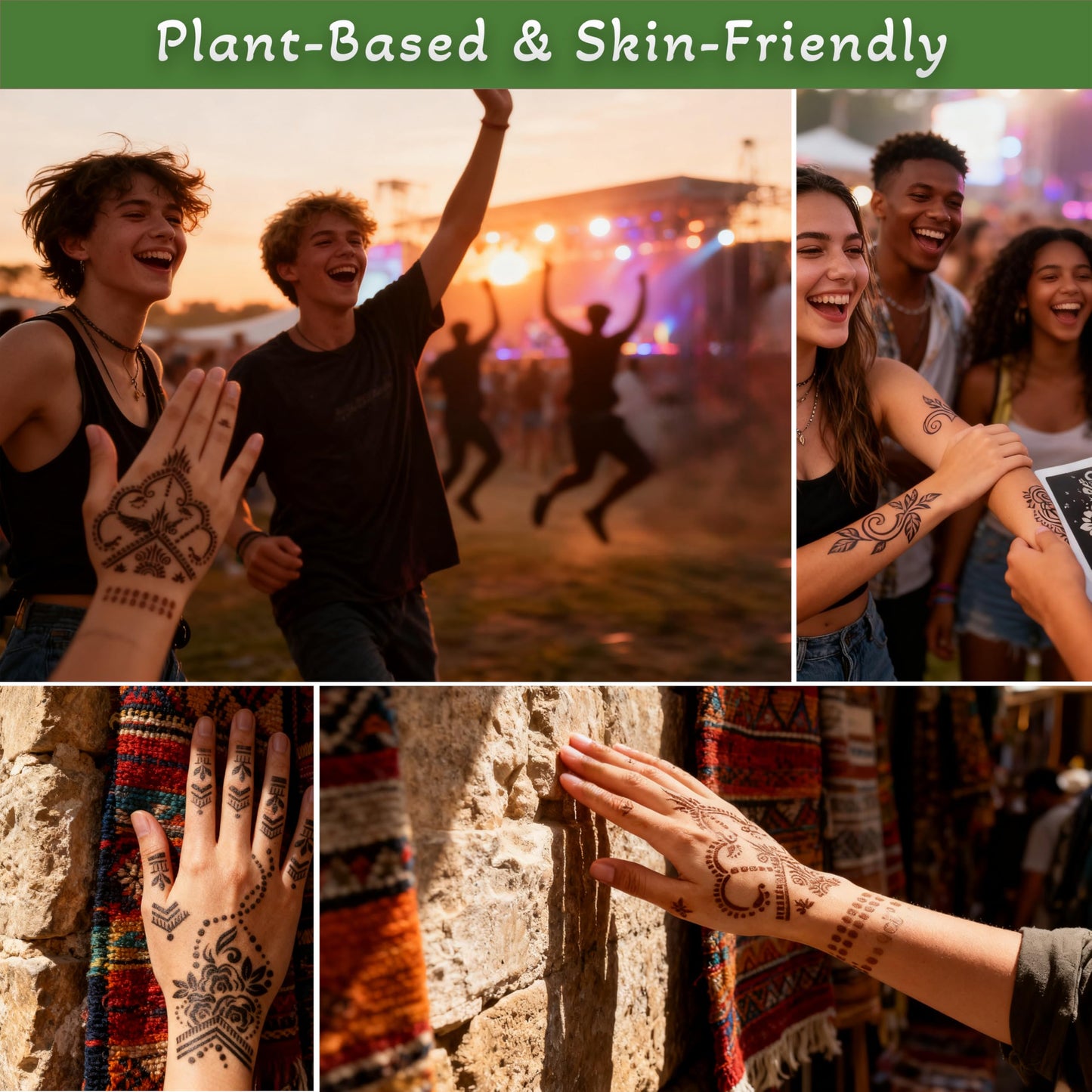 191 Pcs Temporary Tattoo Stencils Kit with 6 Tattoo Cones (2 Black, 2 Brown, 2 Dark Red), White Tattoo Outline Pen, Cotton Swabs & Towel | Perfect for Adults, Teens, Beginners, Family Fun & Parties
