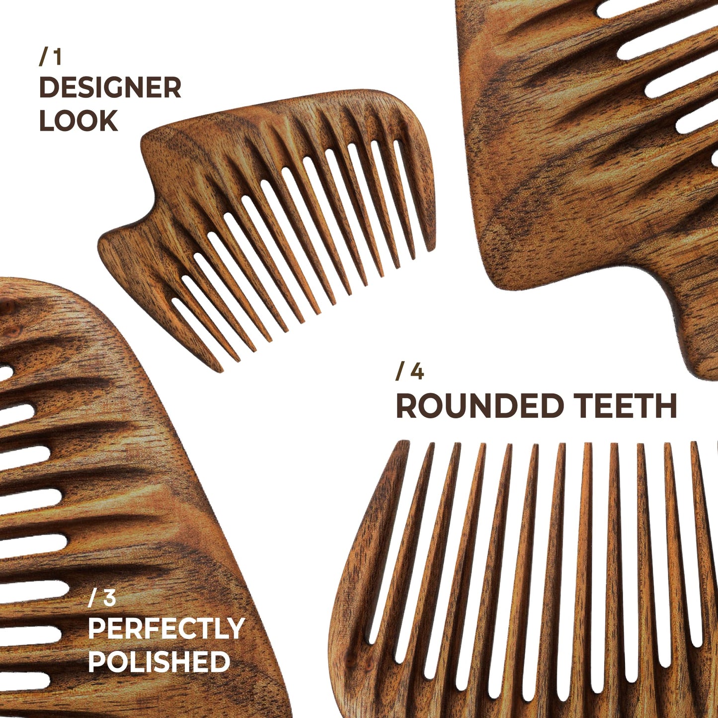 Handmade Wooden Hair Comb - Natural Wood Hair Care, Scalp Massager, Eco-Friendly Perfect for use with Balms and Oils New Wave (Walnut Wave)