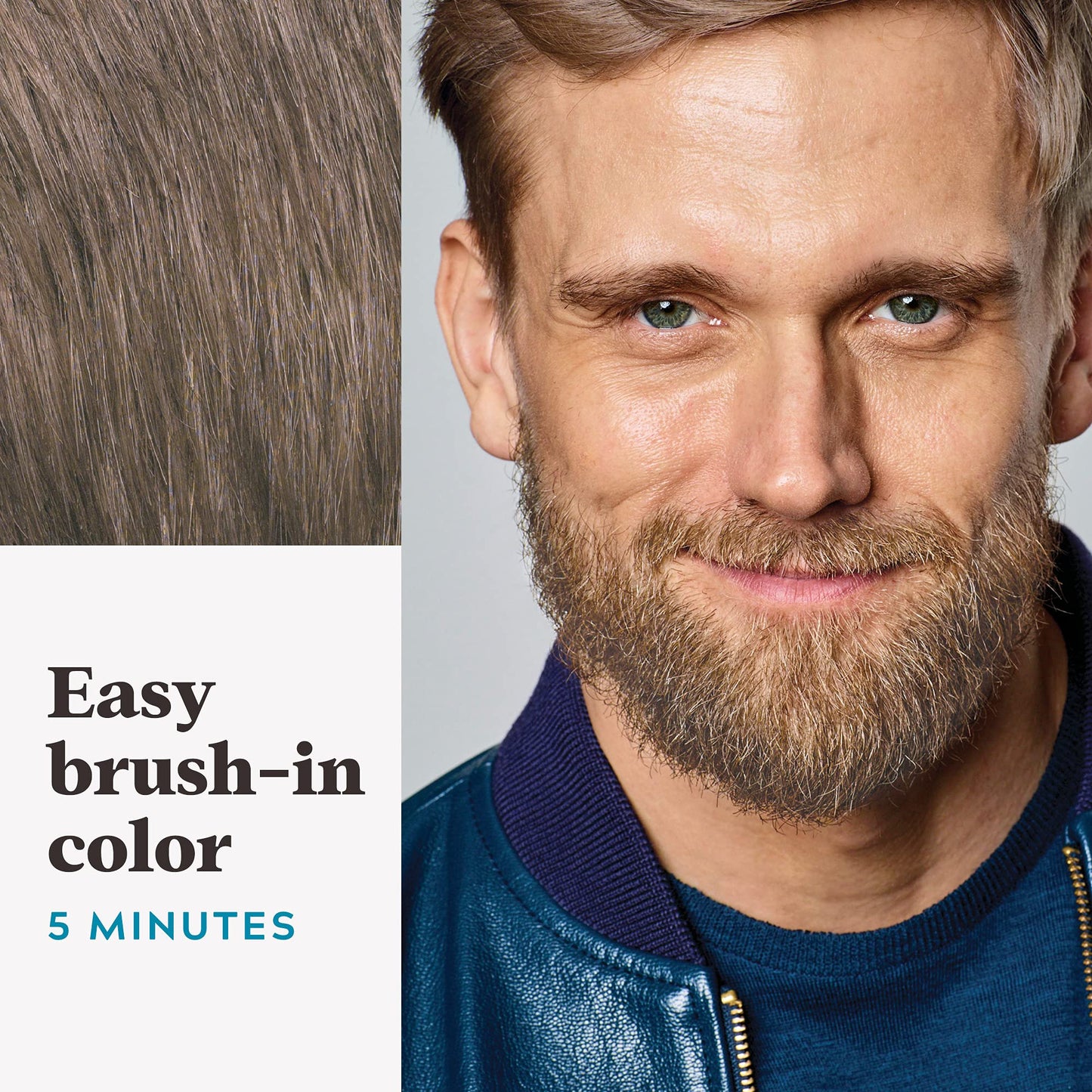 Just For Men Mustache & Beard, Beard Dye for Men with Brush Included, With Keratin Biotin Aloe and Coconut Oil for Healthy Facial Hair - Light Brown, M-25, Pack of 3