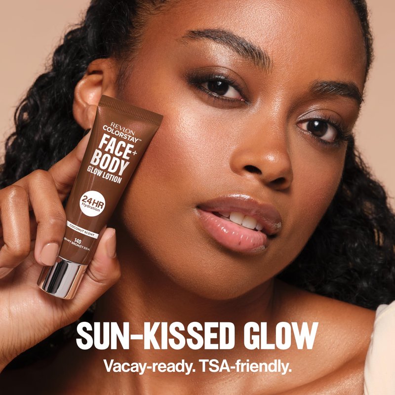 Revlon ColorStay Face & Body Glow Lotion, Hydrating Glow Moisturizer, 24HR Hydration, Illuminating Luminizing Shimmer, 120 It's Giving Sun