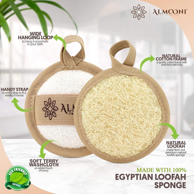 Exfoliating Natural Loofah Back Scrubber & Facial Bundle | Deep Clean Body Care