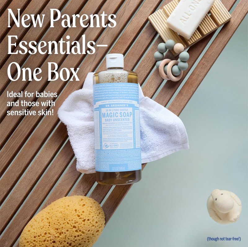 Dr. Bronner's Baby Unscented Gift Set | Organic Castile Soaps & Magic Balm - Gentle Care for Sensitive Skin