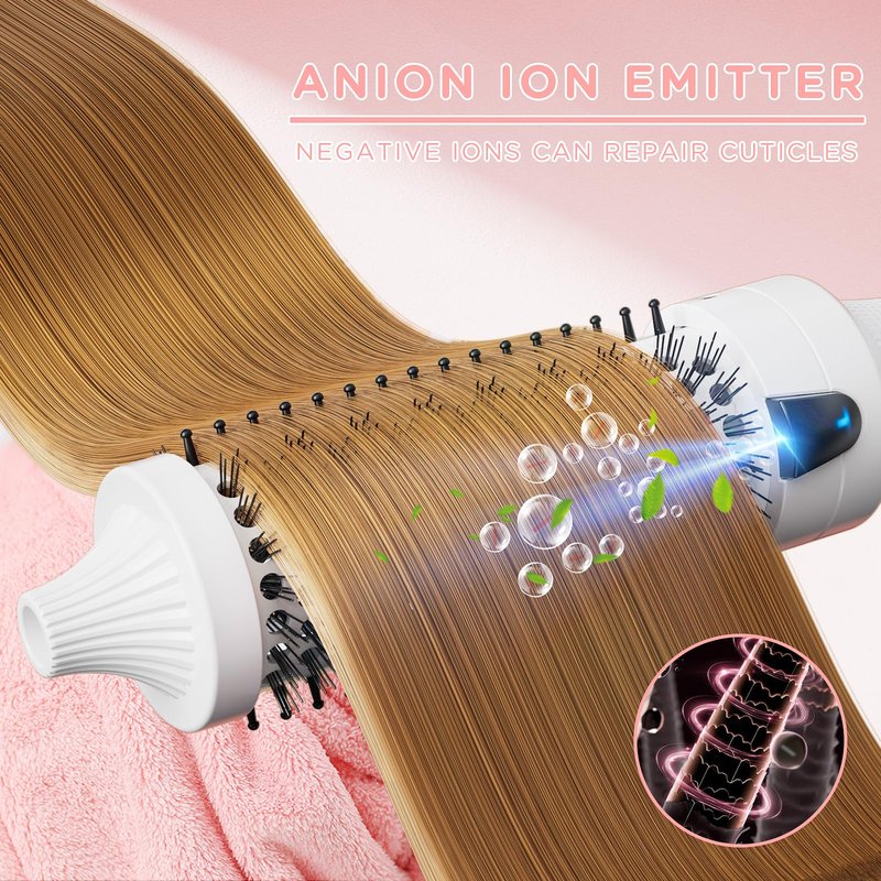 K&K Blowout Boost Thermal Brush, 1.5 inch Heated Round Brush for Blowout Look, Negative Ion Technology, Ceramic Tourmaline, Dual Voltage, White