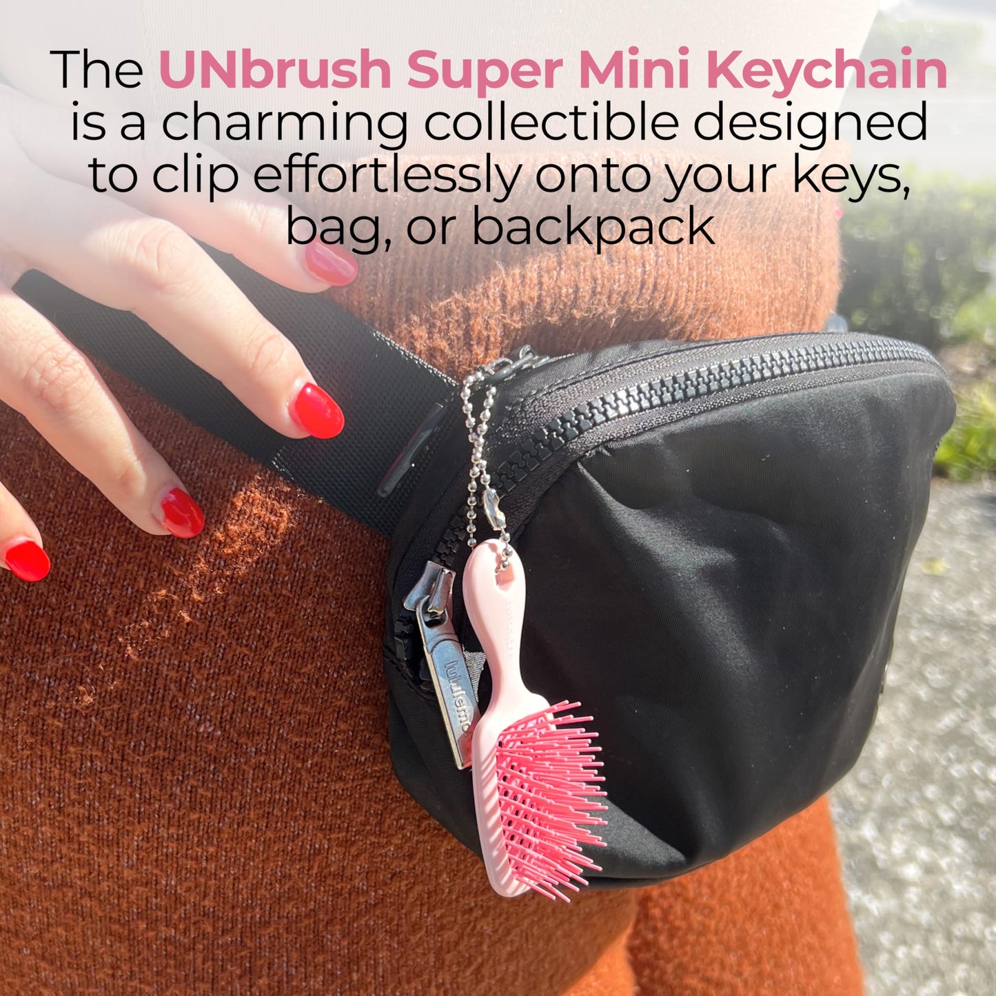 FHI Heat UNbrush Keychain Super Mini Hair Brush — Collectible Miniature Charm for Bags and Keys — Accessory for Beauty Lovers - (Peony)