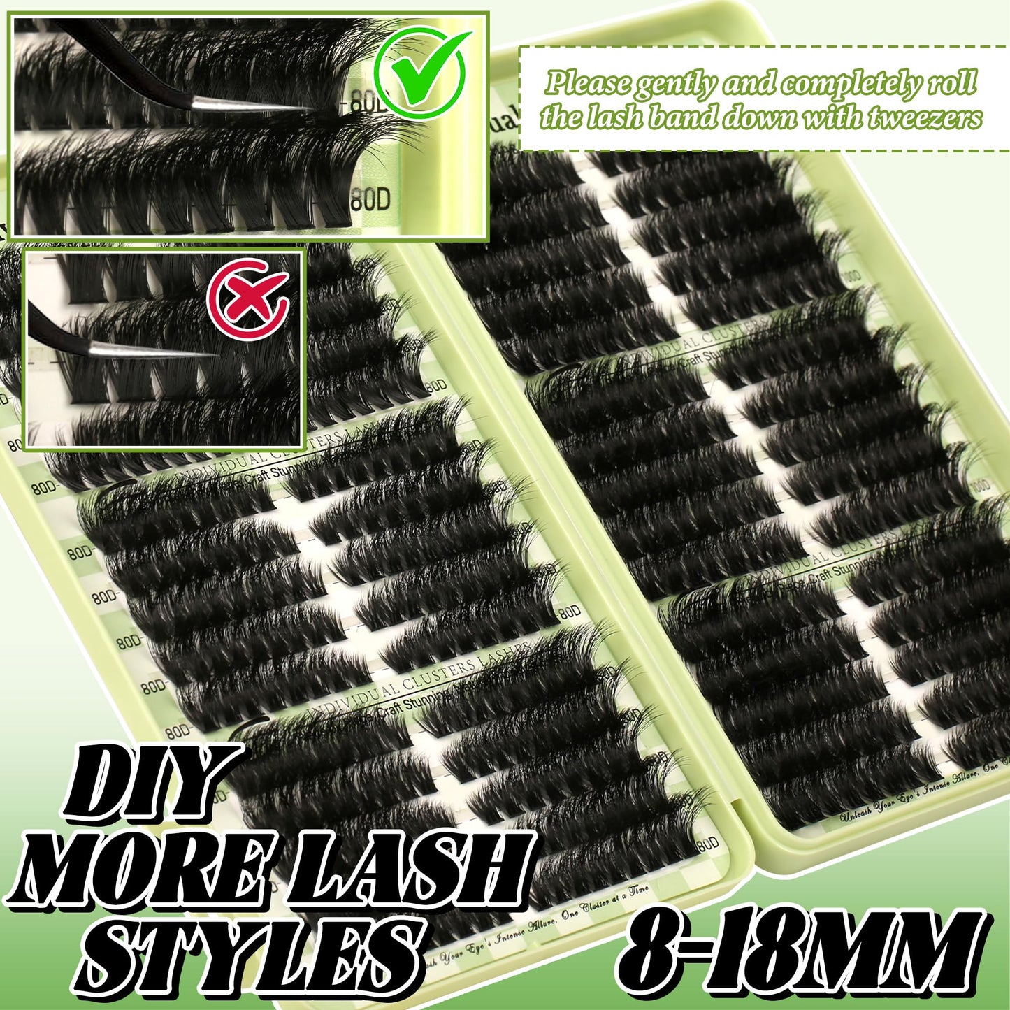 Gmagictobo Lash Clusters Kit Wispy Lash Clusters C Curl Cluster Eyelash Extensions Cat Eye Lashes Clusters 510Pcs Volume Individual Lashes Lash Glue Lash Tweezers