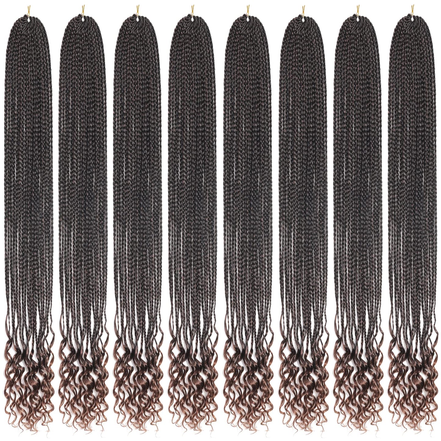 144 Strands Goddess Crochet Box Braids with Curly Ends 24 Inch Pre Looped Box Braids Crochet Hair 8 Packs Curly Crochet Braids for Black Women